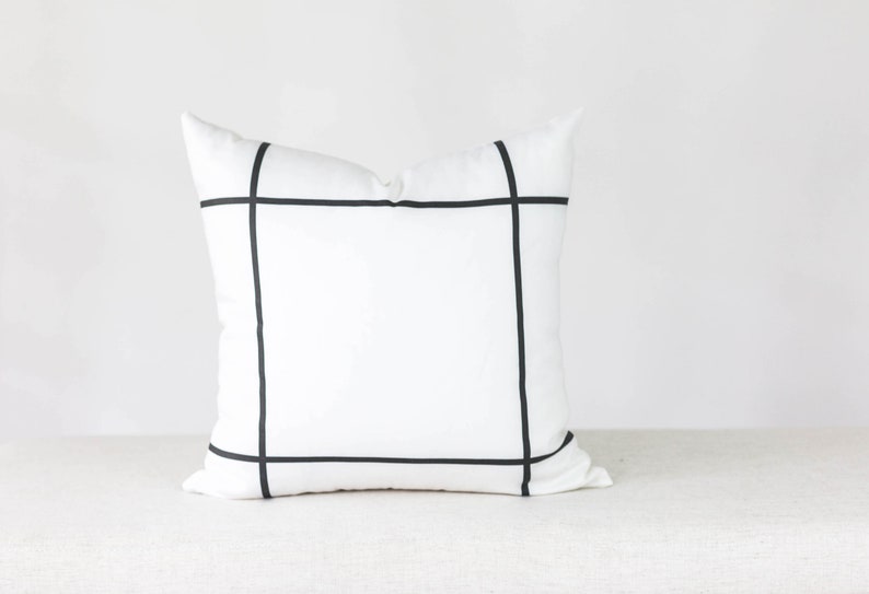 Window Pane Pillow Cover 18x18 White and Black Pillow Cover Etsy
