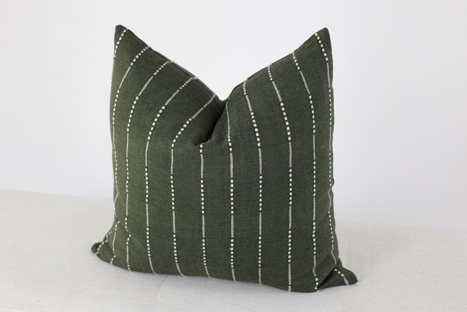 Green Stripe Pillow Cover, Green Linen Pillow Covers 18x18, Green Throw