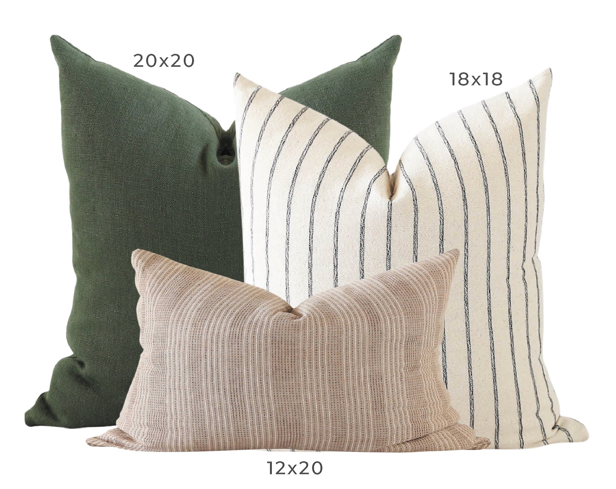 Pillow Combination Set Green Linen Pillow Cover Black Etsy