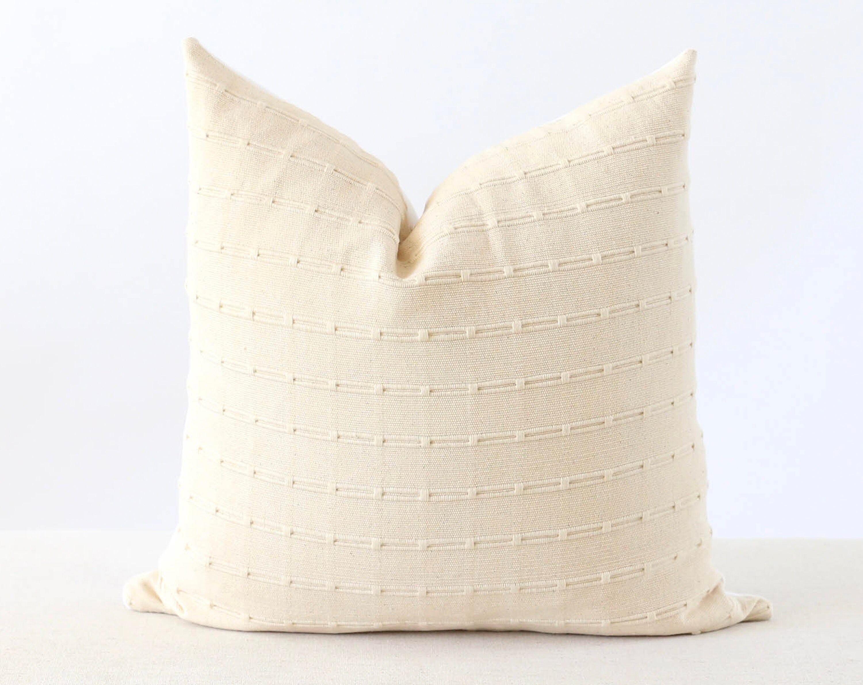 Cream Stripe Pillow Covers Textured Dash Stripe Modern Etsy