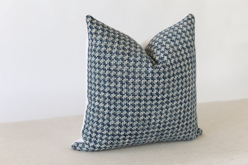 Blue Woven Pillow Cover 18x18 Navy Pillow Cover Navy and Etsy