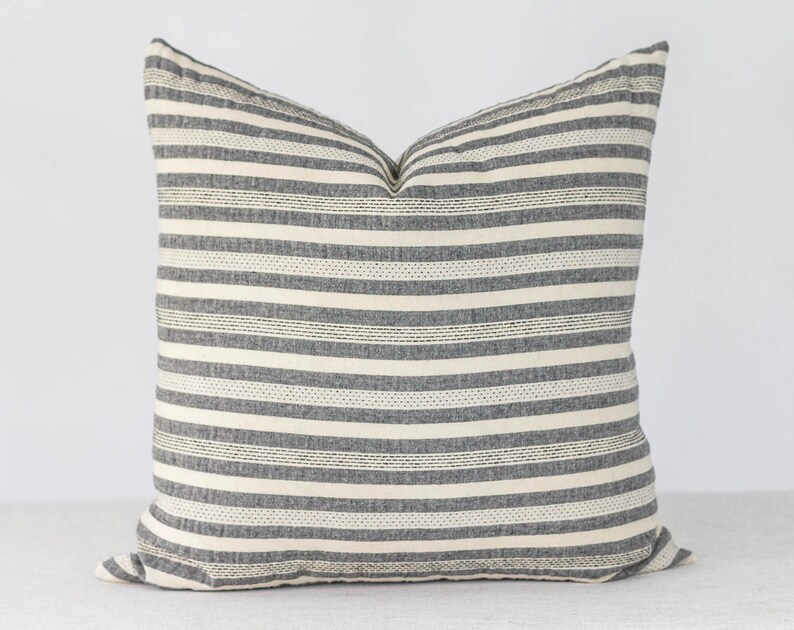 Grey Stripe Pillow Cover Gray pillow cover Grey pillow case Etsy