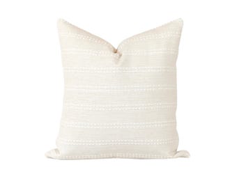 Cream and White Stripe Pillow Cover: Neutral Pillow Covers