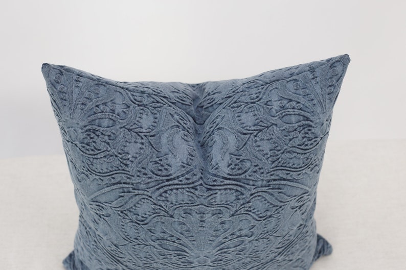 Blue Pillow Cover Textured Blue Throw Pillow High End Pillow Etsy
