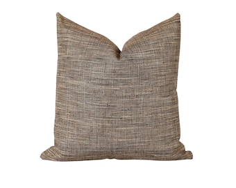 Funda de almohada de tweed: Cojín rústico marrón neutro