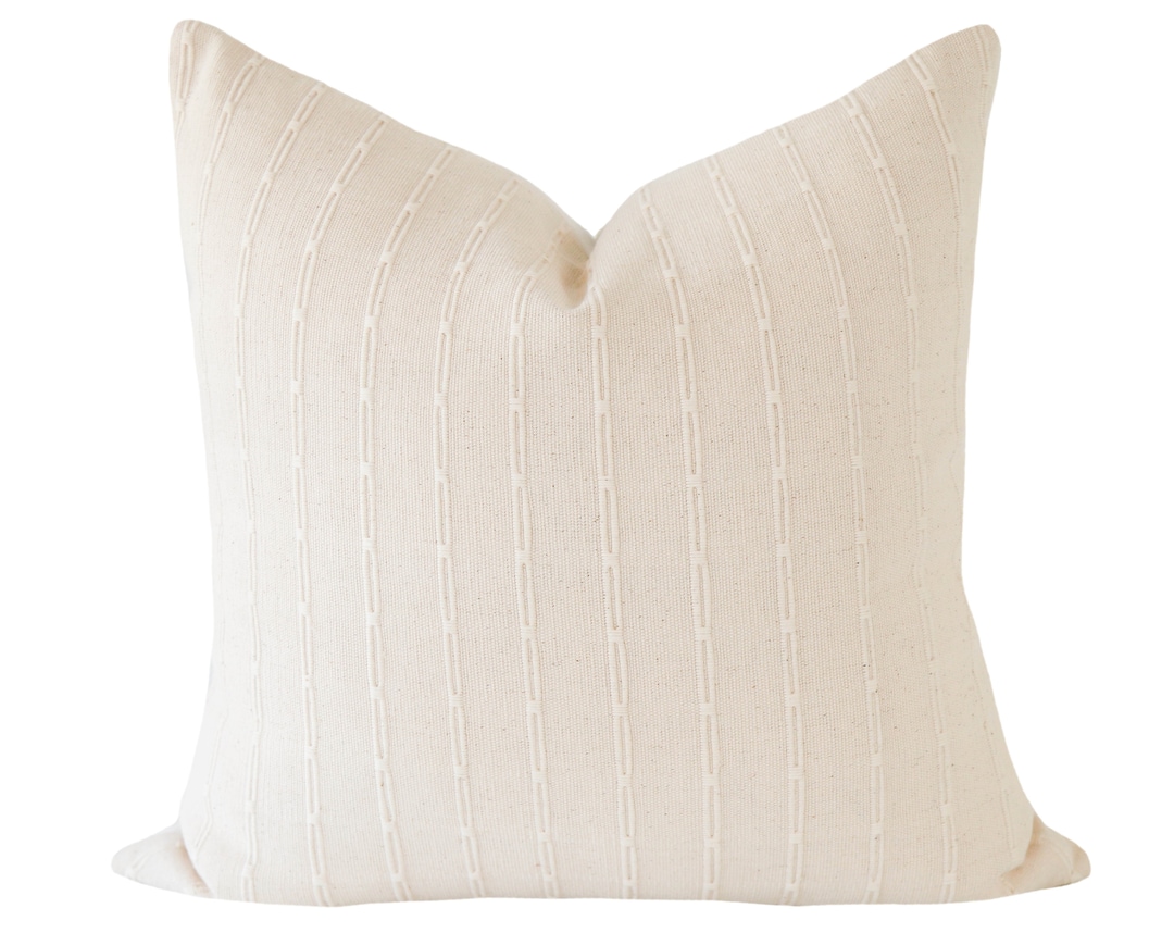 Cream Stripe Pillow Covers, Textured Dash Stripe, Modern Farmhouse