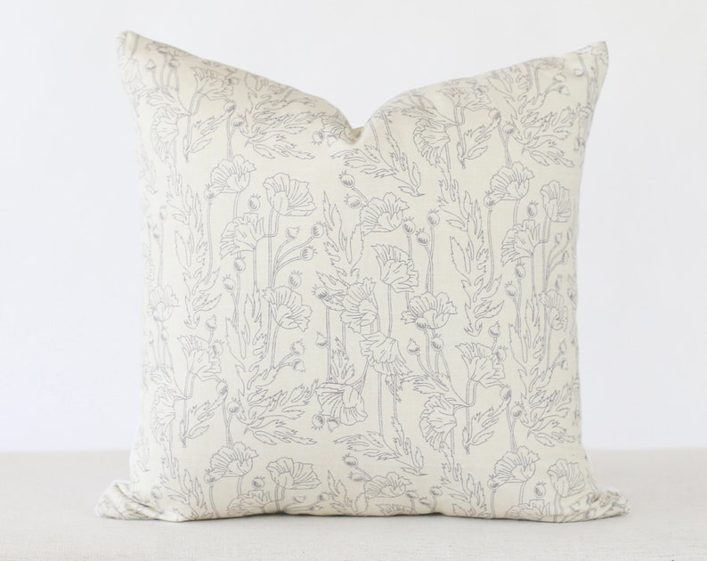 Spring Pillows Covers 20x20 Grey Floral Pillow Covers Grey Etsy