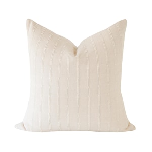 Cream Stripe Pillow Covers, Neutral Pillow Covers, Modern Farmhouse Pillow Covers, Cream Textured Pillow, 24x24 Pillow Covers