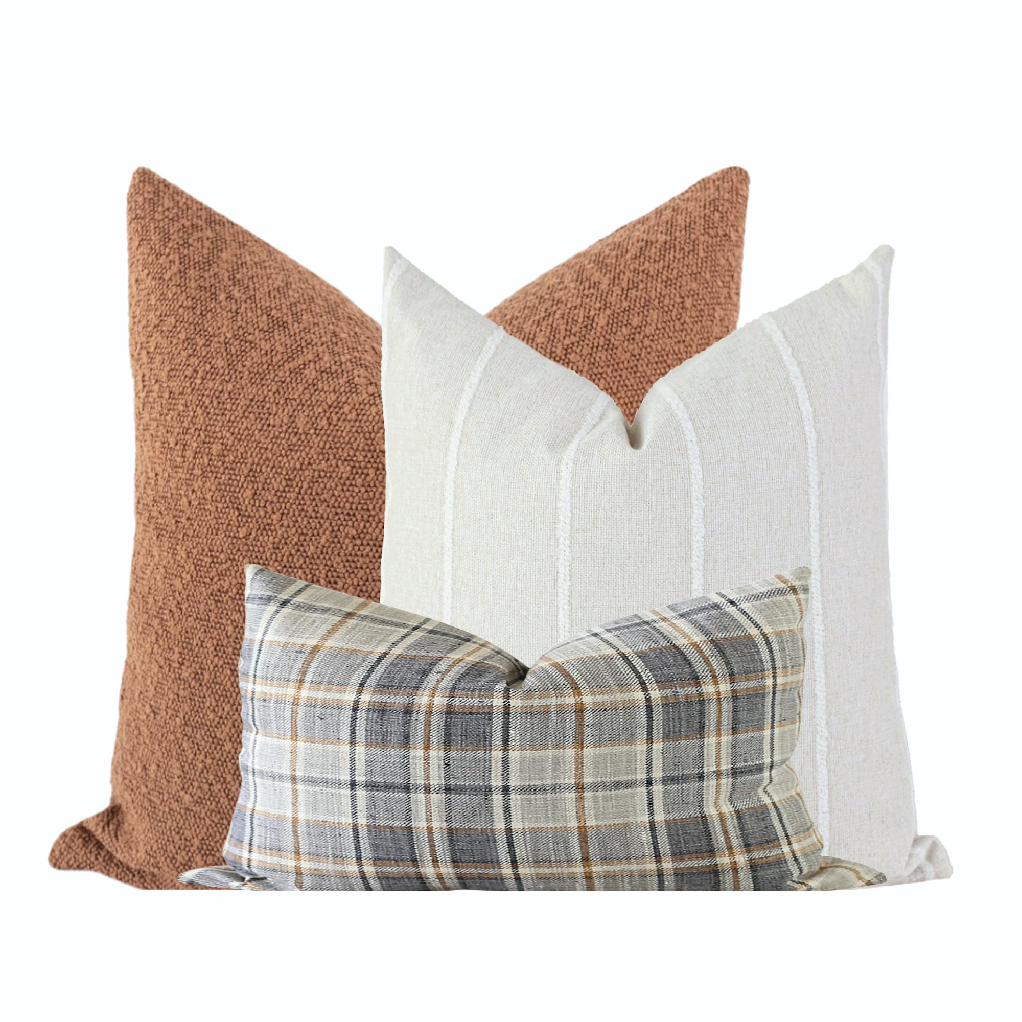 Neutral Plaid Pillow Boucle Couch Pillows Set Rustic Pillow Combination Throw Pillows Set Pillow Combo Set White Pillows Fall Decor Etsy Canada