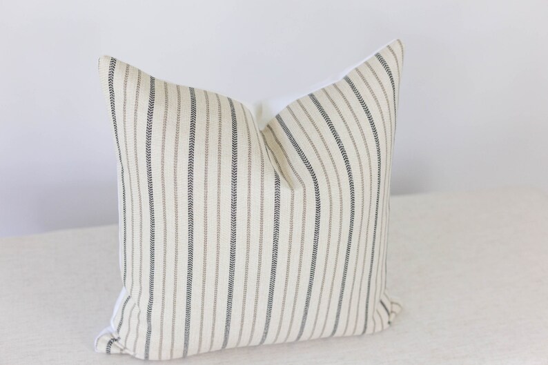 Neutral Stripe Pillow Pillows With Stripes Farmhouse Pillow Etsy