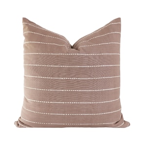 Brown Linen Throw Pillow Cover, Neutral Throw Pillows, Farmhouse Pillows, Brown Stripe Pillow Covers 20x20, Fall Pillow Covers