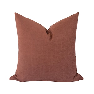 Terracotta Pillow Cover, Rust Pillow Cover, Fall Throw Pillow, Orange Throw Pillow, Rust Linen Throw Pillow, Laurel and Blush