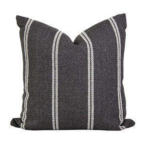Black Stripe Throw Pillow, Striped Pillow Covers, Black and White Farmhouse pillows, Black and White Rustic Striped Pillow, Boho Pillow