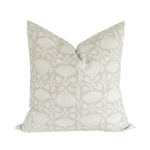Floral Pillow Covers • Block Print Pillow Cover • Neutral Pillow Covers • Tan Pillow covers • Decorative Pillow Covers, Accent Pillows