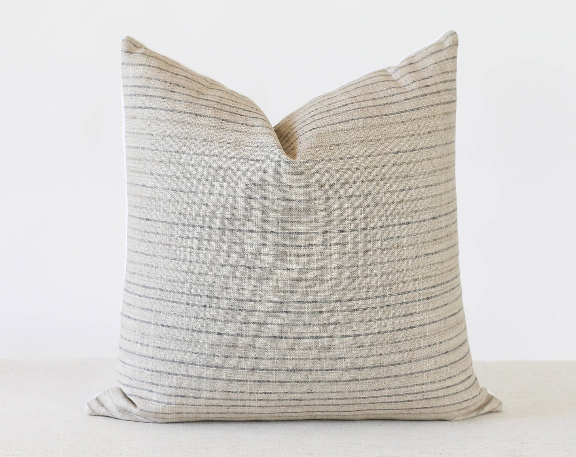 Tan Striped Modern Farmhouse Throw Pillow Cover Rustic Scandi Decor