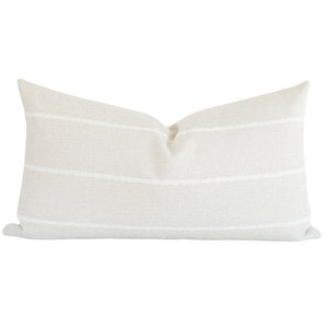 White Striped Throw Pillow Cover: Modern Farmhouse Decor