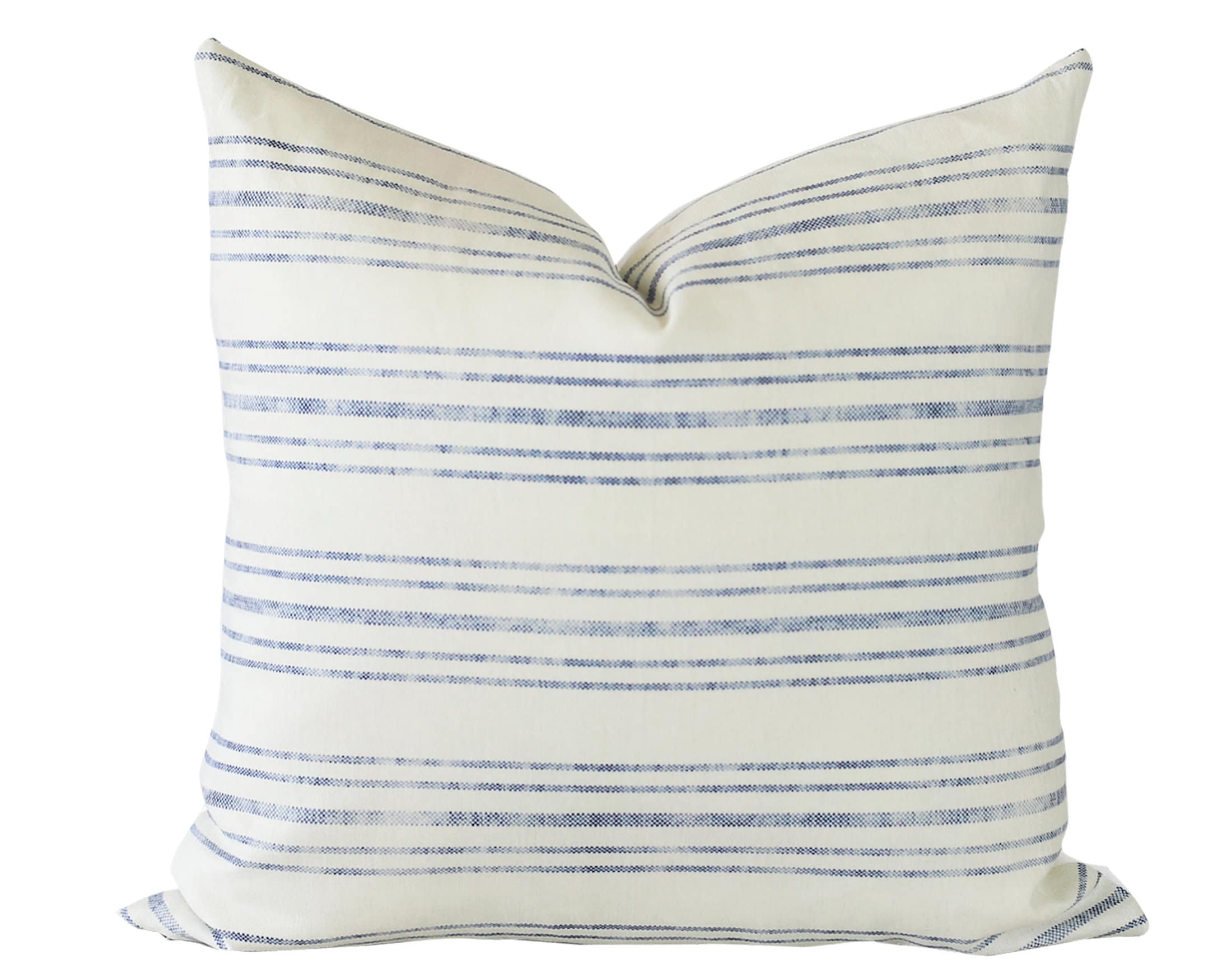 Blue and Cream Pillow Covers Blue Striped Pillow Cover Etsy