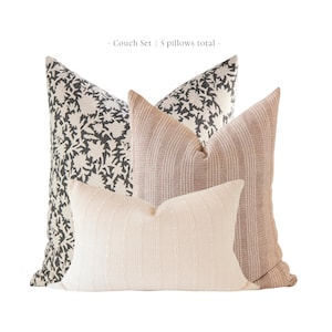 Sectional Pillows Set, Pillow Combination, Throw Pillows Set, Pillow Combo Set, Neutral Throw Pillows, Floral Pillow Covers, Lumbar Pillows