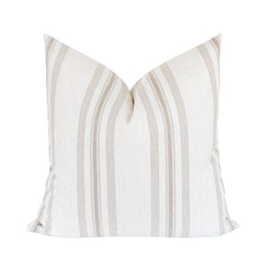 Ivory Striped Pillow Covers • Striped Designer Pillows • Woven Textured Decorative Pillow Covers • Neutral Stripe Throw Pillows || Quincy