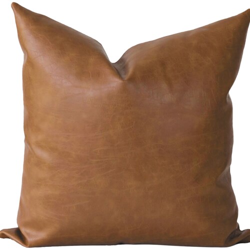 tan leather pillow