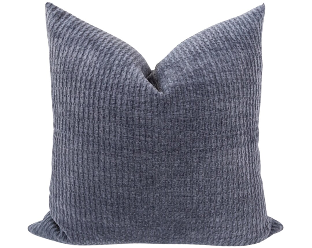 Navy Blue Velvet Pillow, Striped Navy Velvet Pillow Cover, Textured