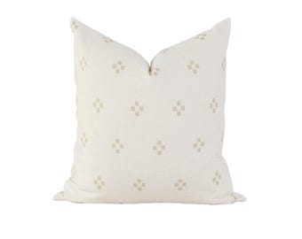Boho Linen Pillow Cover: Beige Geometric Throw Pillow