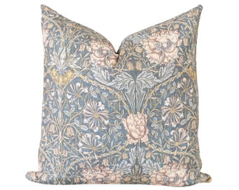 Blue Grey Pillow Cover, Grey Floral Throw Pillow Covers, Decorative Throw Pillow, Pillow Covers 24x24, Designer Pillow, 16x16 Pillow Cover