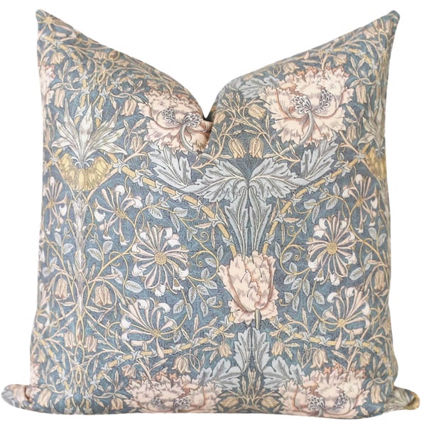 Blue Grey Pillow Cover, Grey Floral Throw Pillow Covers, Decorative Throw Pillow, Pillow Covers 24x24, Designer Pillow, 16x16 Pillow Cover
