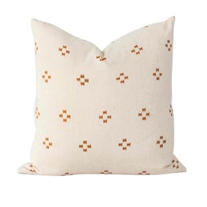 Boho Orange Tribal Pillow Cover: Linen Throw Pillow