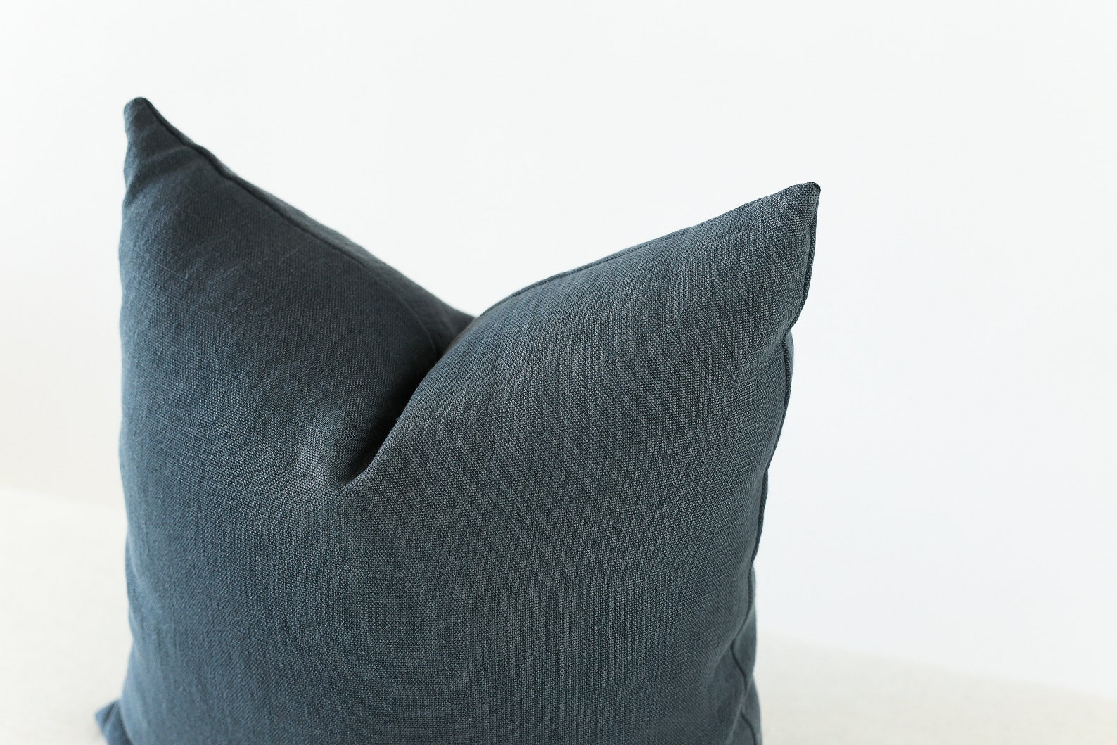 Blue Linen Pillow 20x20 Steel Blue Pillow Coastal Linen Etsy