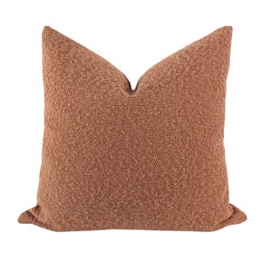 Rust Orange Boucle Throw Pillow Cover, Terracotta Neutral Sofa Pillow, Textured 20x20 Throw Pillow