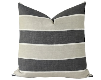 Black Striped Throw Pillow, Gray Striped Pillow Cover, Gray Pillow Cover, Masculine Throw Pillow, Gray Pillow Cover