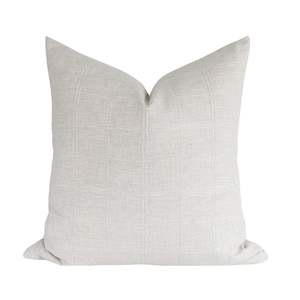 Neutral Throw Pillow, Beige Lumbar Throw Pillow, Neutral Linen Pillow Cover, Tan Pillow Cover, White Pillow Cover 20x20