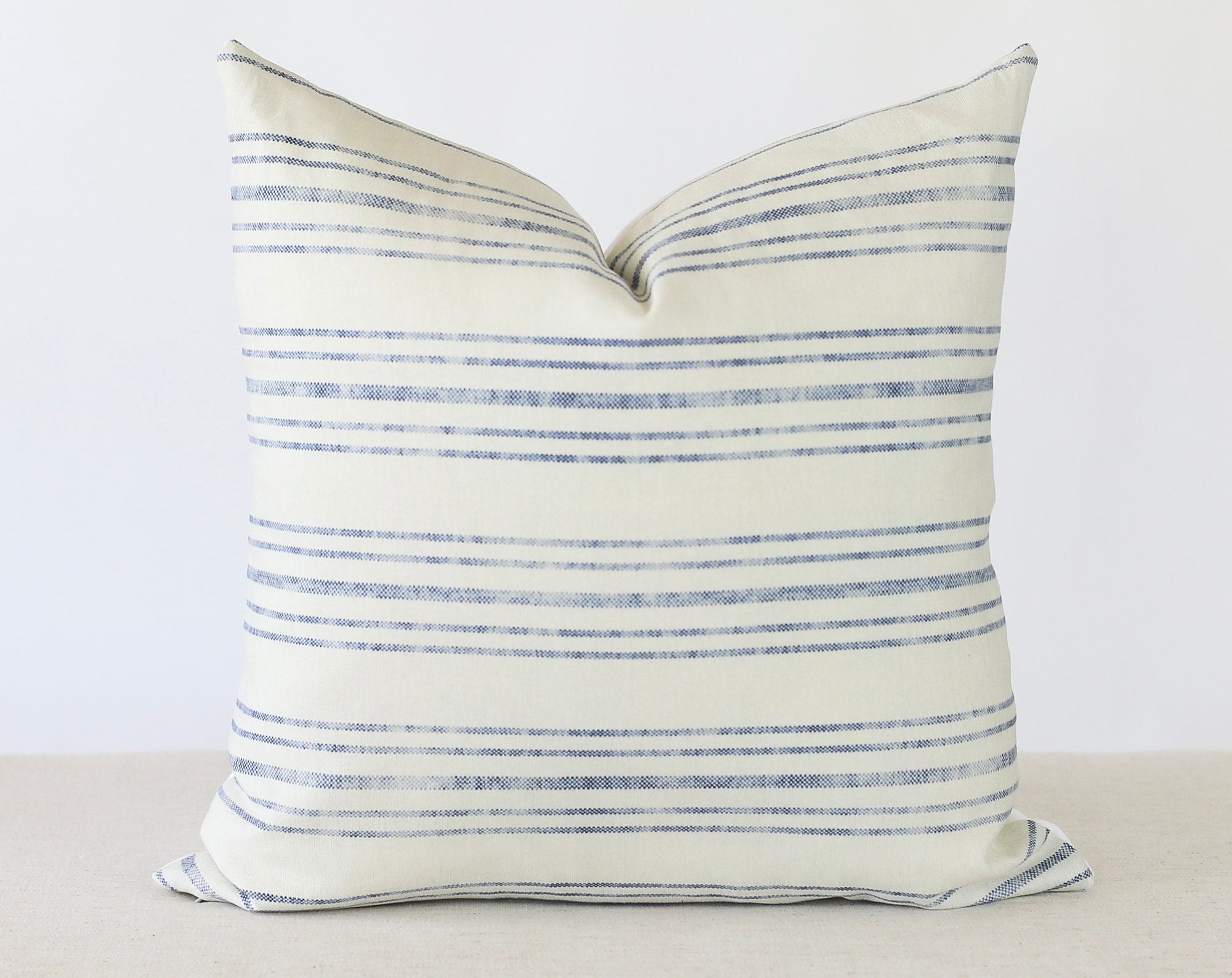 Blue and Cream Pillow Covers Blue Striped Pillow Cover Etsy