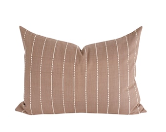 Brown and Cream Stripe Linen Throw Pillow Cover, Brown Pillow, Boho Pillow Cover, Textured Pillow, Pillow Cover, Linen Pillow, Luxury Pillow
