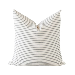 Black Striped Pillow Cover, Hmong Stripe Pillow, Hmong Pillow Cover, Fall Pillow Cover, Black stripe Linen pillow, 20x20 Pillow Cover, 18x18