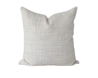 Neutral Stitched Pillow Cover: Grey Hatch Designer Throw Pillow