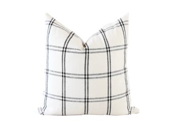 Black and White Plaid Pillow Cover: Modern Farmhouse Decor