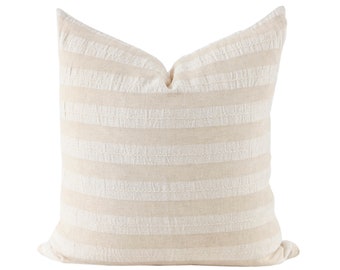 Beige Stripe Pillow Cover, Tan Stripe Pillow Cover, Cream Striped Pillows, Neutral Pillow Covers, Modern Farmhouse Pillow Covers 20x20