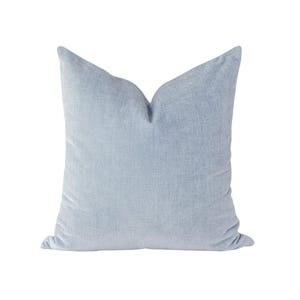 Light Blue Velvet Pillow Cover: Designer Throw Pillows, Handmade in USA