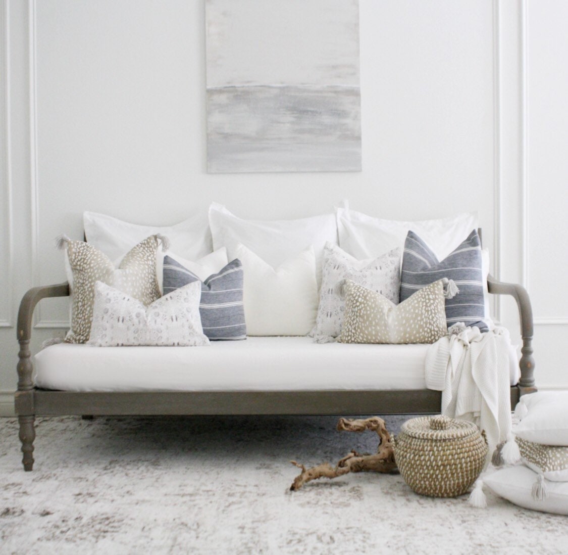Gray and White Pillow Covers Coastal Pillow Covers Grey Etsy Canada