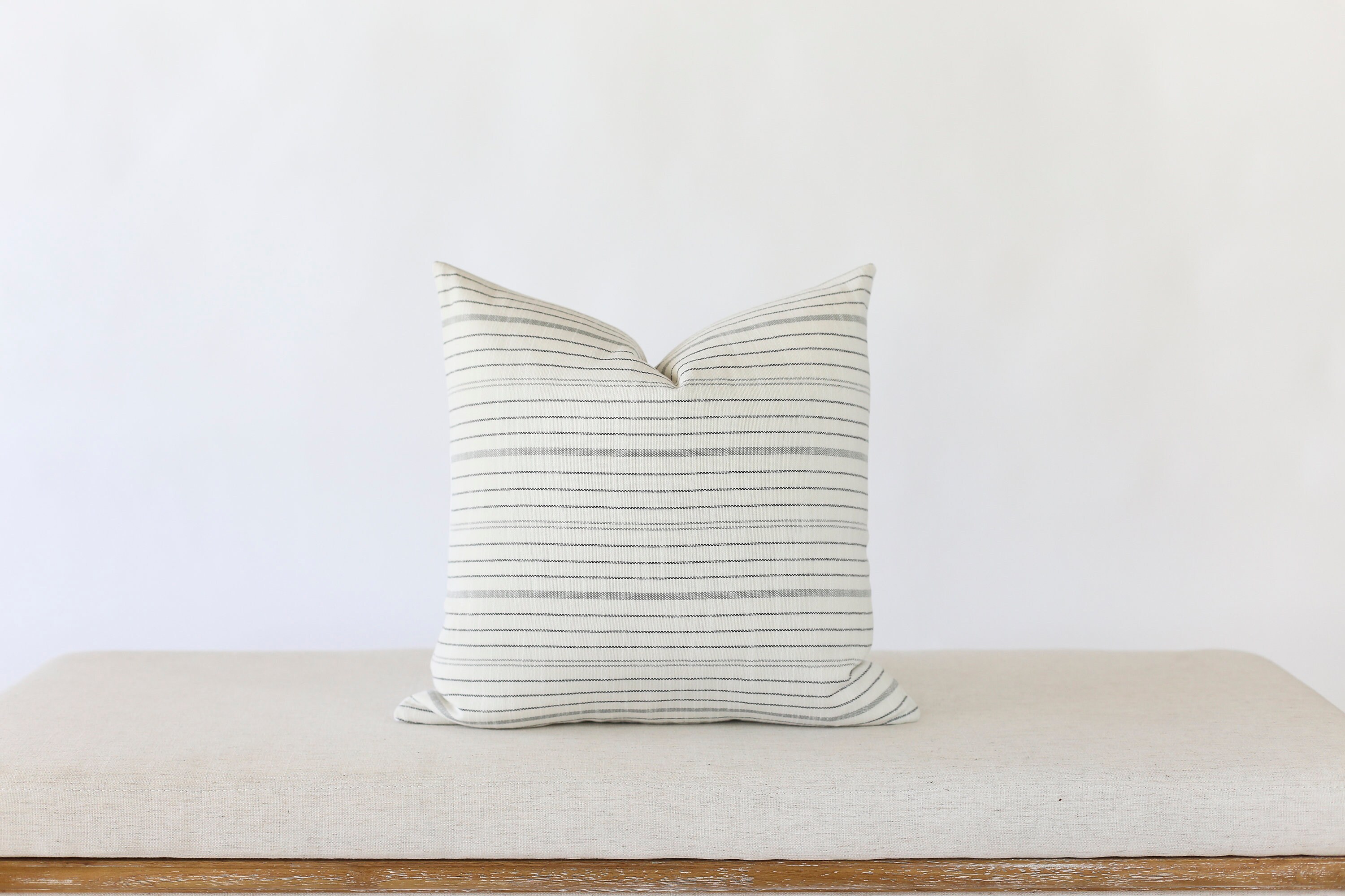 Black and Cream Stripe Pillow Cover Striped Farmhouse Pillow Etsy