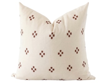 Boho Brown Pillow Cover, Brown and Cream Pillow Cover, 20x20 Tribal Pillow Covers, Fall Pillow, 18x18 Pillow Cover, High End Pillow Covers