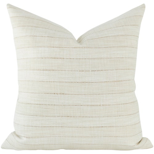 Cream Striped Pillow Covers Modern Farmhouse Pillows Woven Etsy