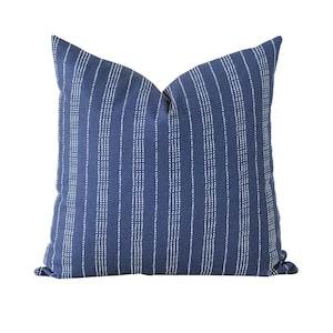 Blue Aztec Stripe Pillow Cover: Boho Farmhouse Decor