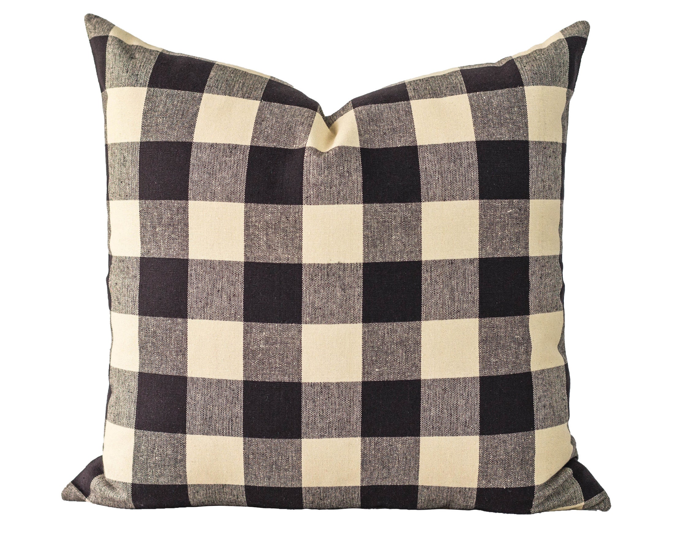 Modern Farmhouse Pillow Covers 18x18 Set of 4, Black Buffalo Plaid