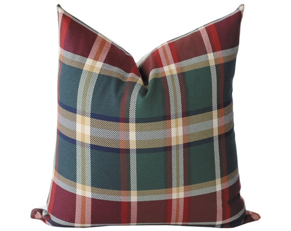 Christmas Pillows, Green Plaid Pillow Cover, Tartan Pillow Covers