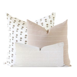 Designer Pillow Set, Pillow Combination Set, Woven Pillow Cover, Modern Farmhouse, Rust Pillow Cover, Floral Pillow Cover, Linen Pillow