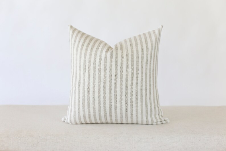 Modern Farmhouse Pillow Cover Beige Stripe Throw Pillow Etsy