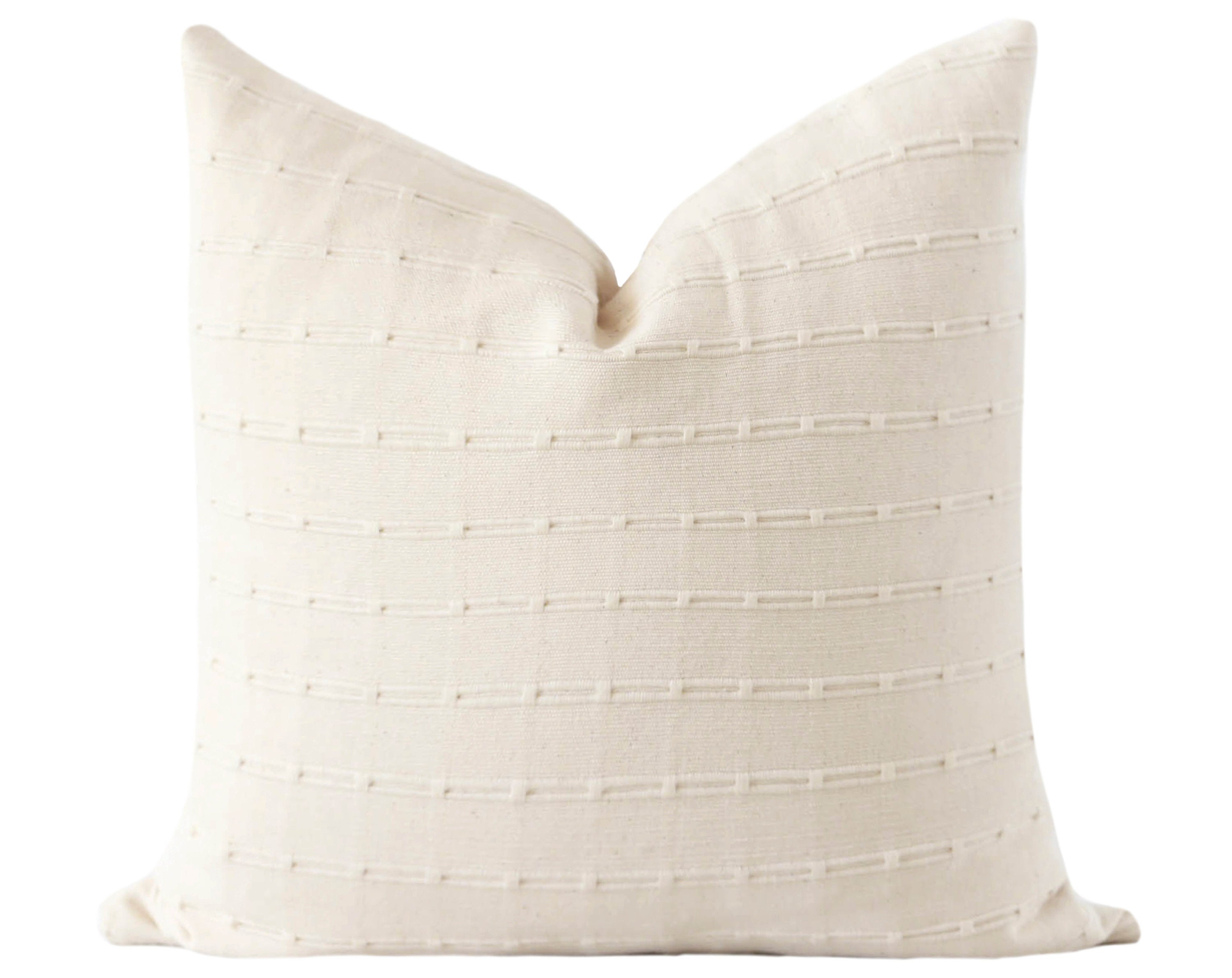 Cream Stripe Pillow Covers Textured Dash Stripe Modern Etsy